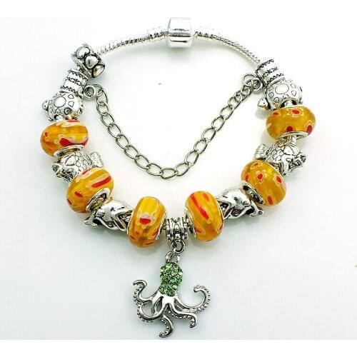 JINGLANG Fashion European Style Silver Plated Ceramic Crystal Charm Bracelets for Men With Glass Beads Handmade Jewelry SL5694