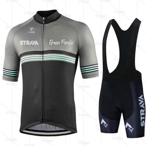 Cycling Jersey Set STRAVA Team Mens 2021 Cycling Clothing Road Bike shirts Suit Bicycle Bib Shorts MTB Wear Bicicleta Maillot