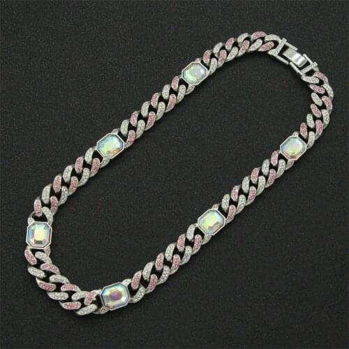 MenS Iced Out Full Rhinestone Miami Curb Cuban Chain Choker Necklace Fashion Charm Hip Hop Rapper Jewelry 20 Inch,Width 13MM