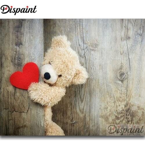 Dispaint Full Square/Round Drill 5D DIY Diamond Painting "Bear heart scenery" 3D Embroidery Cross Stitch Home Decor Gift A25381