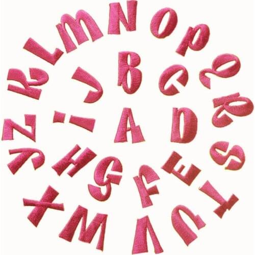 New Rose Red English Letters Alphabet Embroidered Patches Applique Iron on Letters for Clothing Bags DIY Accessories Name Patch