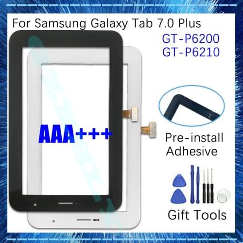 New Touch Screen For Samsung Galaxy Tab 7.0 Plus P6210 P6200 Display LCD Outer Digitizer Front Glass Panel Replacement +Adhesive