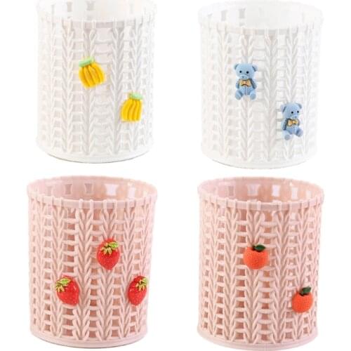 Exquisite Tiny Strawberry Pen Organizer Holder Cute Pink Basket-like Pen Holders
