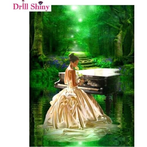 DIY full square 5d diamond painting cross stitch,beautiful woman piano wall canvas painting diamond Embroidery Wall Stickers