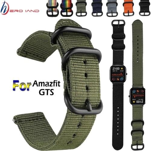 Nylon Canvas Strap For Xiaomi Huami Amazfit GTS Youth Bip Stratos 3/2 Pace GTR 47MM 42MM Smart Watch Replaceable Band 20MM 22MM