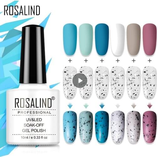ROSALIND 7ml/10ml Nail Polish Semi Permanent Hybrid Varnish Gel Polish Soak Off Eggshell UV Gel Manicure Top Base Coat Nail Gel