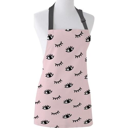 Eyelash Pink Cartoon Eye Pattern Kitchen Apron Women Adult Female Home Cooking Baking Cleaning Aprons Bibs Home Tools