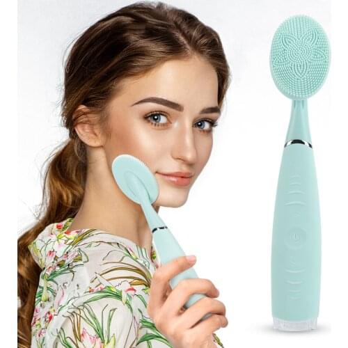Hand Held Electric Silicone Facial Cleansing Massage USB Rechargeable Facial Cleaning Face Brush Washing Machine Skin Care Tool