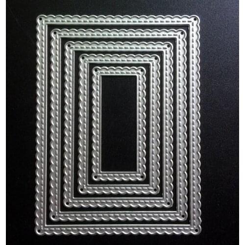 SCD643 Wave Rectangle Metal Cutting Dies For Scrapbooking Stencils DIY Album Cards Decoration Embossing Folder Die Cuts Mold New