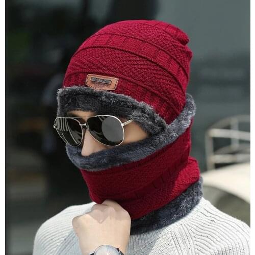 Cycling Caps Winter Beanies for Men Hat Scarf Set Women Skullies Beanies Hats Cotton Scarf Caps Balaclava Cap Gorras Bonnet