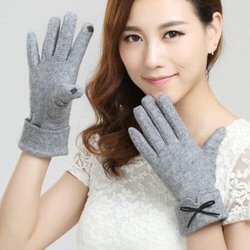 Wool women warm autumn and winter thickening Korean students touch screen riding cashmere gloves