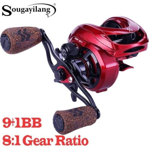 Sougayilang Fishing Reel Dual Brake System 8KG Max Drag BaitCasting Reel 9+1 BB 8 :1 High Speed Carp Fishing Reel Tackle Tools