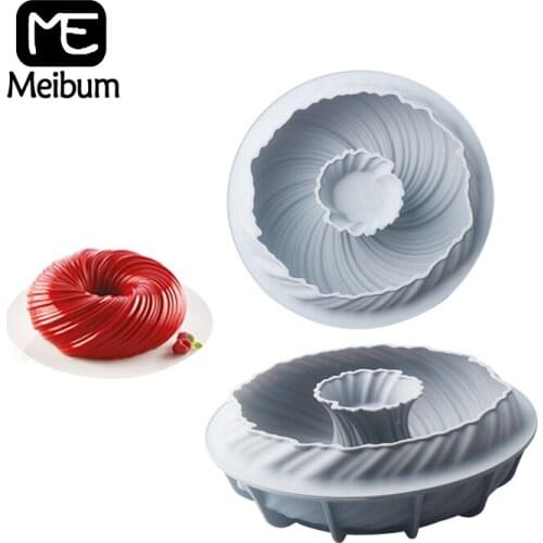 Meibum Spiral Cake Silicone Mold Homemade Party Mousse Dessert Mould Chocolate Pastry Pan Decorating Tray Baking Tools