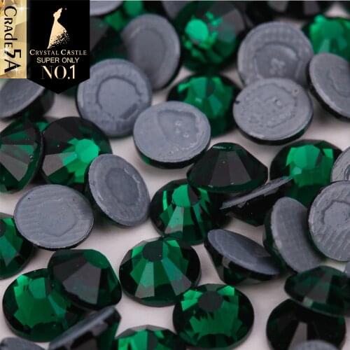 Crystal Castle Hot Fix Crystal Highest Grade 5A Color Rhinestones 2038 Green Hotfix Strass Glue Back Glass Rhinestone For Shoes
