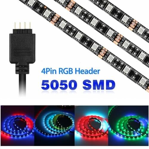 DC 12V 4pin SMD 5050 RGB LED Strip Lights for Modding PC computer Case 4pin ARGB Header Compatible with Asus Aura Asrock
