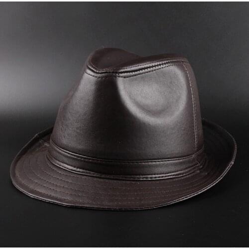Retro Genuine Sheepskin Leather High Quality Mens Feminino Fedora hat For Gentleman Winter Warm Church Sombrero Boho Hat 20