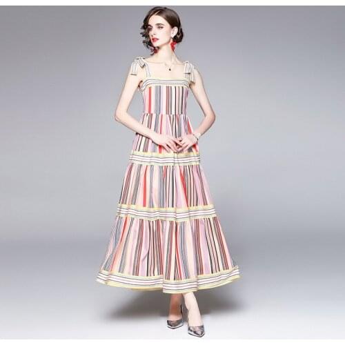 2021 New Women Dresses Office Lady A-LINE Ankle-Length Spaghetti Strap Women Summer Dresses Elegant Party Night Women Dresses