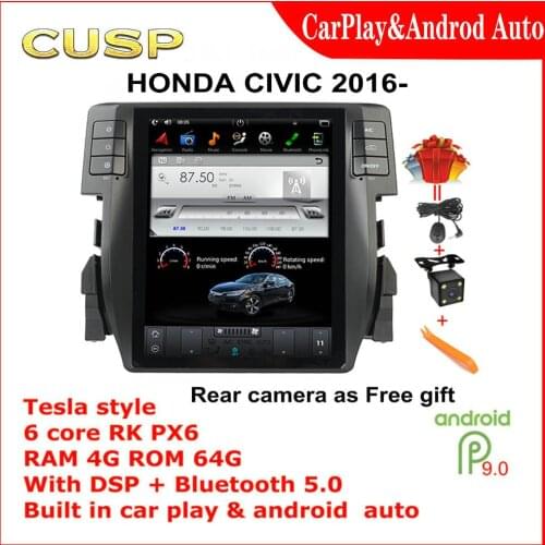 10.4 inch 4G+64G Tesla style ANDROID CAR GPS For HONDA CIVIC 2016- GPS Car Multimedia NAVIGATION Car Stereo Car Radio Car Play
