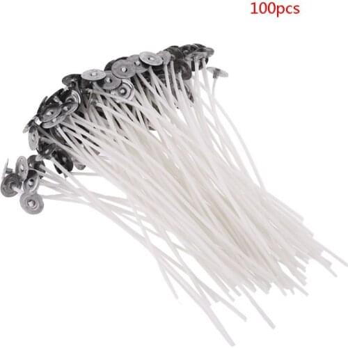 100Pcs Candle Wicks 12cm Cotton Core Pre Waxed With Sustainers For Candle Making 896B