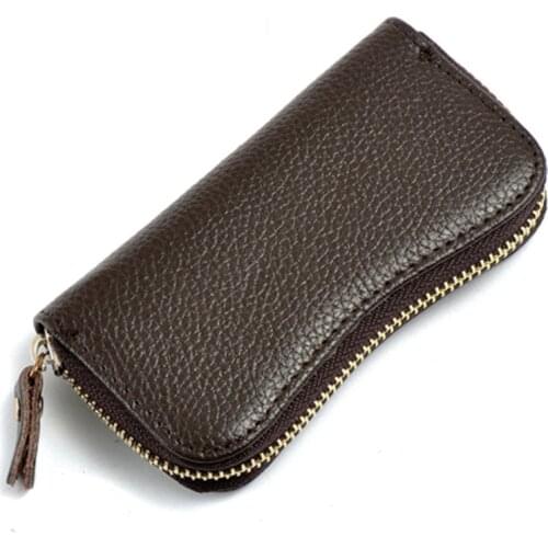 15PCS / LOT Women Car Key Holder Vintage PU Leather Multifunction Keys Purse Zipper Bag Unisex Wallet Key Housekeeper Keychain