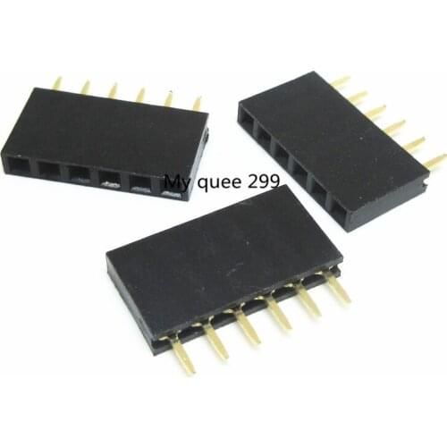 20 pcs 6P 2.54mm Female Header Single Row Straight Pin Socket 1*6 Strip Pitch Connector