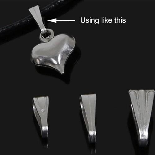 50pcs/lot DIY Jewelry Findings Pendant Clips Clasps Stainless Steel Pinch Clip Bail Pendant Connectors