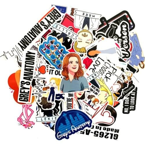 TD ZW 50Pcs TV Show Greys Anatomy Stickers For Suitcase Skateboard Laptop Luggage Fridge Phone Car Styling DIY Decal Sticker