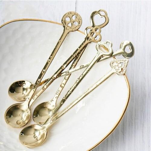 6PCS Sliver Coffee Spoon Black Teaspoon Stainless Steel Ice Cream Tea Spoons Gold Tableware Set Kitchen Gadgets Christmas gift
