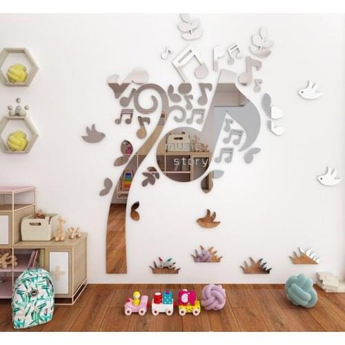 New arrival Notes music Acrylic wall stickers Bedroom mirror art decor Background wall DIY wall stickers