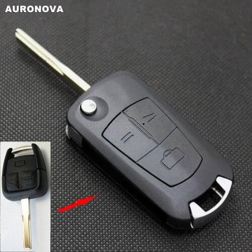 AURONOVA New Upgrade Folding Key Shell for Opel Vectra Corsa 3 Buttons Remote Car Key Case Side Groove Blade