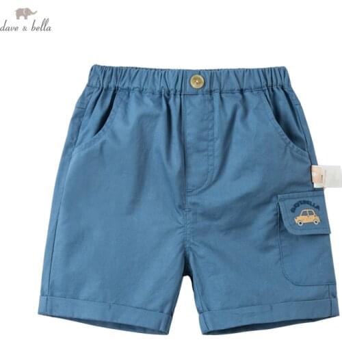 DBW17973 dave bella summer baby boys fashion cartoon pockets pants children kneel length kids pants infant toddler trousers