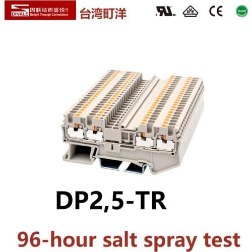DINKLE DP2.5-TR two in two output Spring-cage Strip Wire Connection Electrical Connector Din Rail Terminal Block Phoenix ST1.5