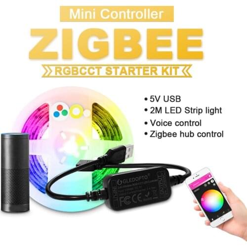 GLEDOPTO ZigBee Mini RGB+CCT Controller DC 5V Smart APP Voice Control Strip Light Set Voice Control Strip Light Set Light Set