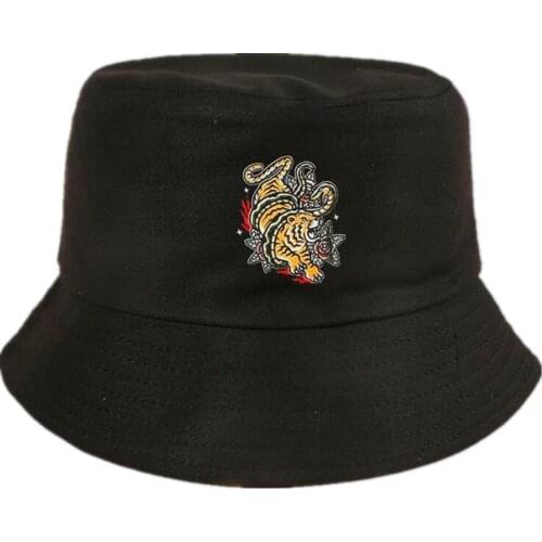 Tiger Pattern Cotton Bucket Hat Fisherman Hat Outdoor Travel Hat Sun Cap Hats for Men and Women172