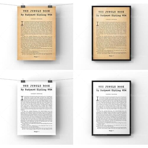 The Jungle Book By Rudyard Kipling Novel Book Print | Unframed Literary Art Gift Idea