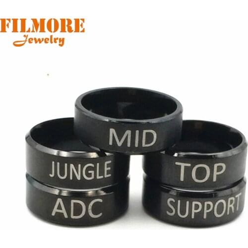 Hot Game League of Legends Ring LOL Logo 5 Styles ADC TOP MID JUNGLE SUPPORT Titanium Stainless Steel Fashion Ring For Fans