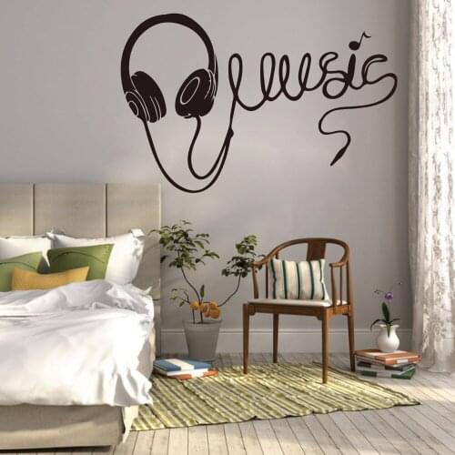 Cartoon Headphone Music Wall Decal Kids Room Bedroom Earphone Can Headset Music Wall Sticker Vinyl Art Home Decor Play Room