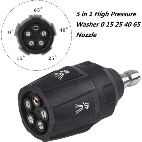 5 In 1 Nozzle High Pressure Washer 0 15 25 40 65 Nozzles Piece G1/4 Male Car Washer Connect Quick Realease Adaptor Accessories