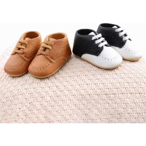 Newborn Infant Toddler Baby PU Lace-up shoes Soft Bottom Anti-slip First Walkers Prewalker baby boy girl shoes 0-18M