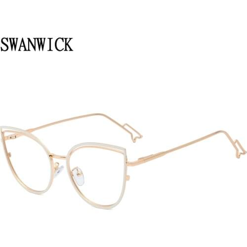 Swanwick cat eye blue light blocking glasses female computer optical glasses frames fashion women metal retro black red clear