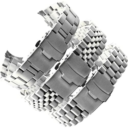 20mm 22mm Stainless Steel Strap Watchband Men Women Solid Curved End Metal Wrist Bracelet Band Accessories for Seiko Watch