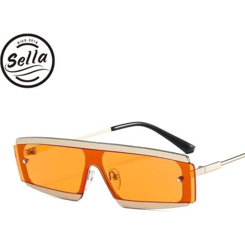 Sella 2021 New Fashion Conjoined Tint Lens Men Women Sunglasses Green Red Small Frame Street Style Party Glasses Eyewear gafas