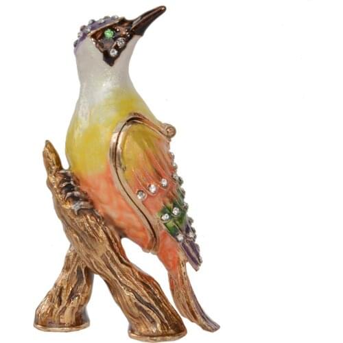 Woodpecker Trinket Box Crystals Bejeweled Bird Jewelry Box Birthday Gift