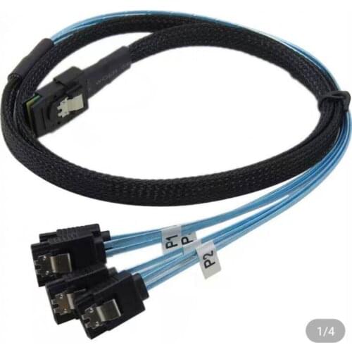 Amphenol cbl-00079-01-a-r sff-8087 (4) 7-pin SATA Fanout Cable 80cm data cable