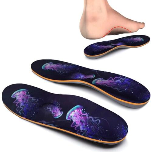 Purple Jellyfish Memory Foam High Arch Support Insole Lighten Plantar Foot Pain Orthopedic Insoles for Men and Women Sneaker