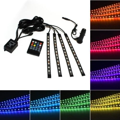Led Car Foot Ambient Light With Cigarette Light Backlight Music Control RGB Auto Interior Decorative Atmosphere Lamp strip 12v