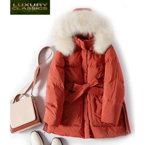 Thick Winter Coat Female Warm Real Fox Fur Hooded Duck Down Jacket Women Clothes 2021 Korean Elegant Down Parka Hiver 009