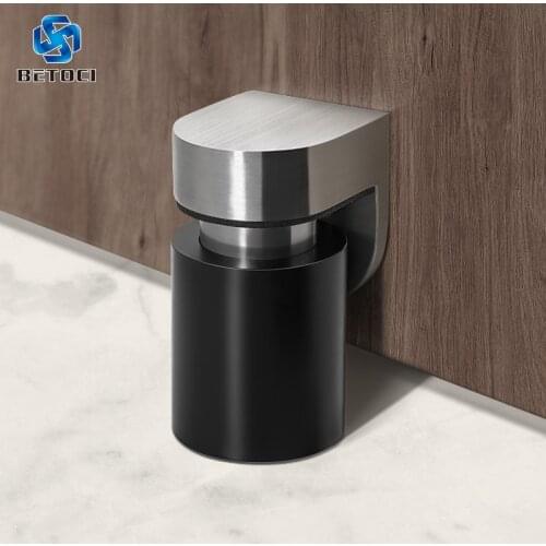 BETOCI 304 Solid Stainless Steel Heavy Door Stop Door Retainer Cylindrical Floating Magnetic Door Stopper Furniture Hardware