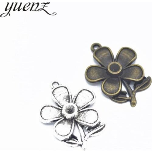 YuenZ 10pcs 2 Colors Antique silver color flower Zinc alloy Jewelry DIY Charms Pendant Necklace,Eearrings 28*20mm Q162
