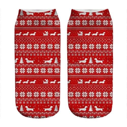 Womens socks kawaii Dachshund Christmas Sweater Printed Socks Woman harajuku Happy Funny Novelty cute girl gift Socks for women